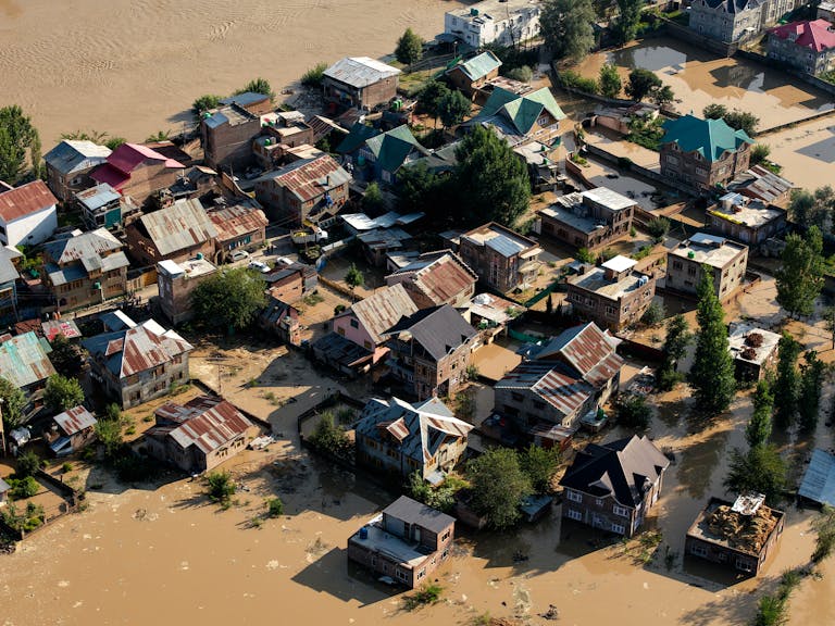 Drone captures devastating flooding in a rural village in Kashmir.