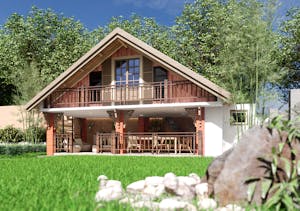 cooling modern tropical home with large overhangs and lush greenery, demonstrating effectve shading